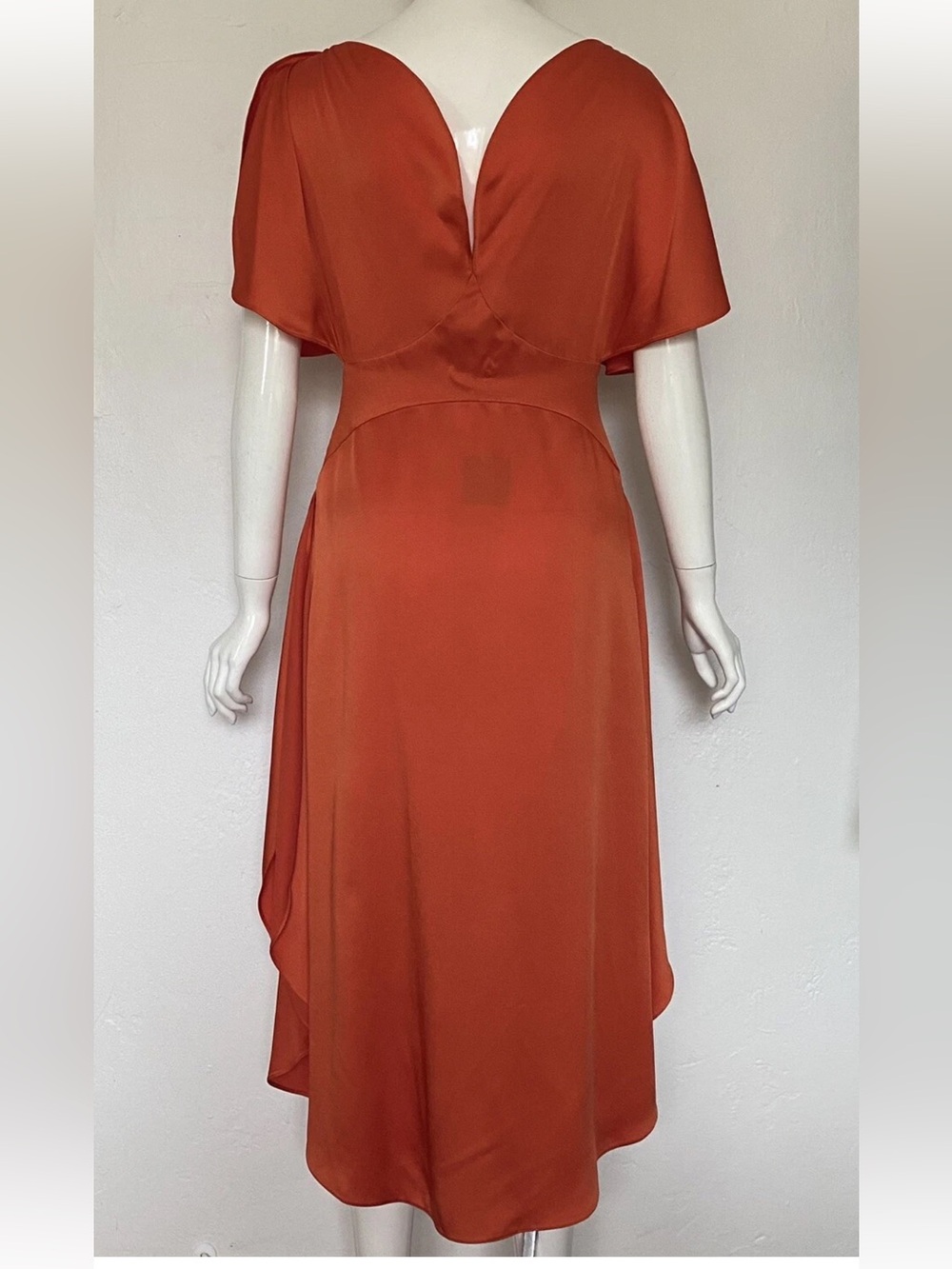 Stella McCartney Runway Pauline Dress Orange Midi with Draped Sleeves Size 40 - Picture 9 of 11